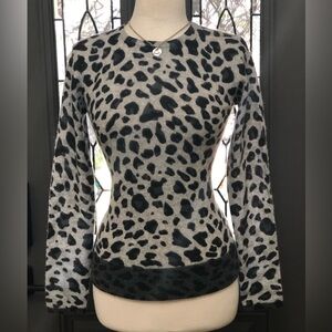 Belle France 100% Cashmere Leopard Print Sweater | NWT
